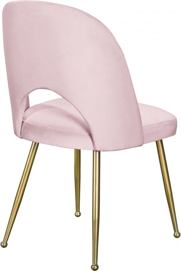 Meridian Furniture Logan Pink/Gold Velvet Dining Chair-3