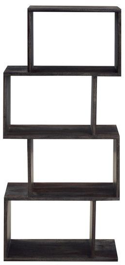 Porter International Designs Fall River Gray 4-Tier Bookcase-1