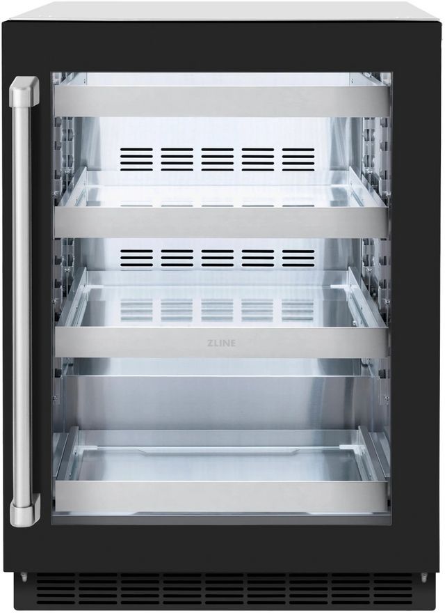 ZLINE Touchstone 5.2 Cu. Ft. Stainless Steel Beverage Center with Black Matte Glass Door-0