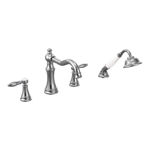 Moen® Weymouth Chrome Two-Handle Diverter Roman Tub Faucet-0