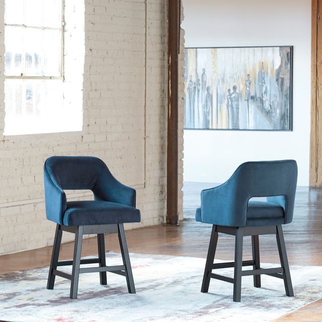 Signature Design by Ashley® Tallenger 2-Piece Blue/Dark Brown Bar Stool Set-2