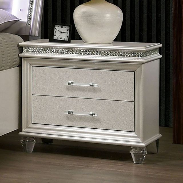 Furniture of America® Maddie Pearl White Nightstand-1