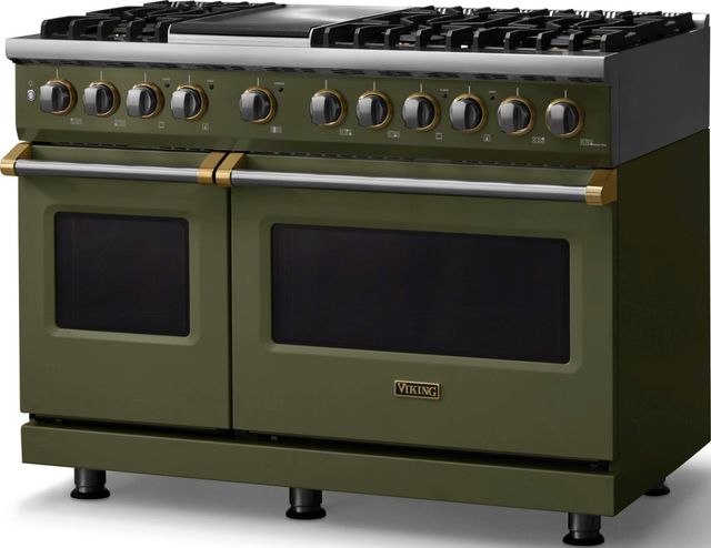 Viking® 5 Series 48" Martini Pro Style Dual Fuel (LP) Range with Brushed Brass Trim-3