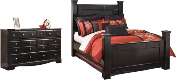Signature Design by Ashley® Shay 2-Piece Almost Black King Poster Bed Set-0