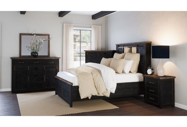 Jofran Inc. Madison County Vintage Black Barn Door Panel Bed-3