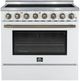 FORNO® Paolo Series Alta Qualita 36" White and Antique Brass Pro Style Electric Range -0