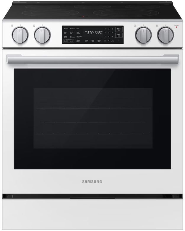 Samsung 30'' Matte White Slide-In Electric Range with Air Sous Vide -0