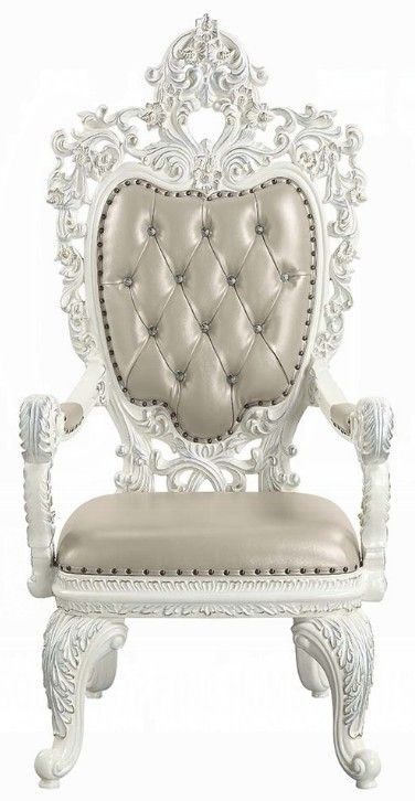 ACME Furniture Vanaheim 2-Piece Antique White/Beige Dining Arm Chair Set-2