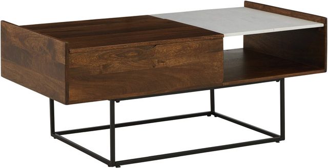 Signature Design by Ashley® Rusitori Brown Lift-Top Coffee Table with Black Metal Frames-0