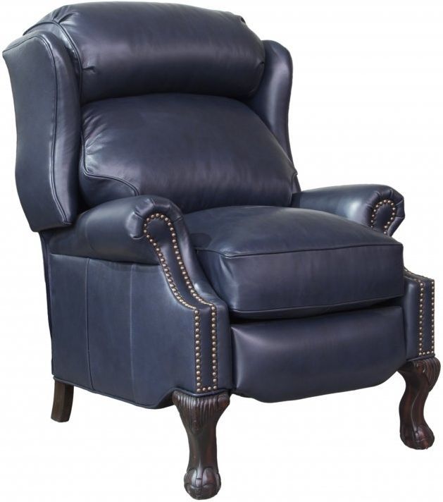 BarcaLounger® Danbury Shoreham Blue Leather Manual Recliner-0