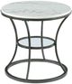 Hammary® Impact White Marble Top Round End Table with Bronze/Silver Base-0