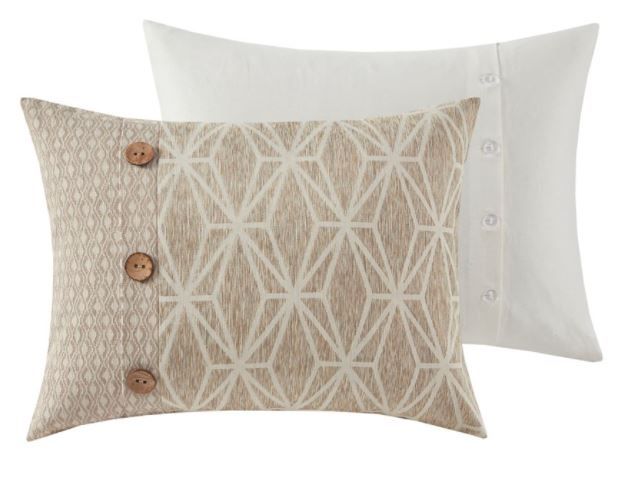 Olliix by Madison Park Signature Grace Taupe Queen Geometric Jacquard Comforter Set-3