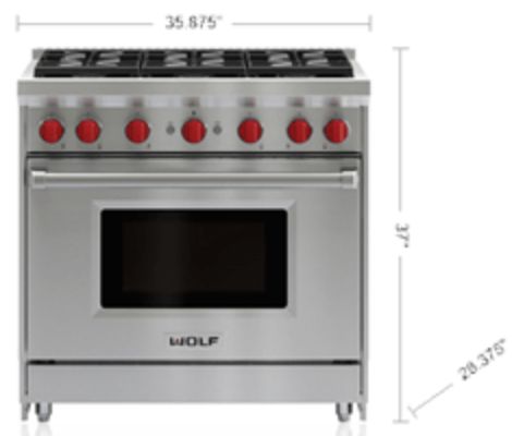 Wolf® 36" 6-Burner Stainless Steel Pro Style Liquid Propane Gas Range-3
