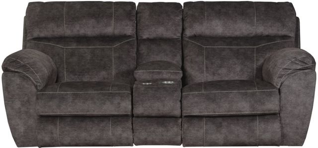 Catnapper® Sedona Smoke Power Headrest with Lumbar Lay Flat Reclining Console Loveseat with Storage and Cupholders-0
