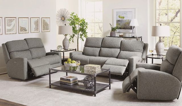 Flexsteel® Customizable Catalina Fabric Power Reclining Loveseat with Power Headrests-2