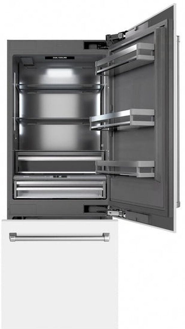 ZLINE 30" 16.1 Cu. Ft. White Matte Built-In Bottom Freezer Refrigerator with Graphite Gray Interior-1