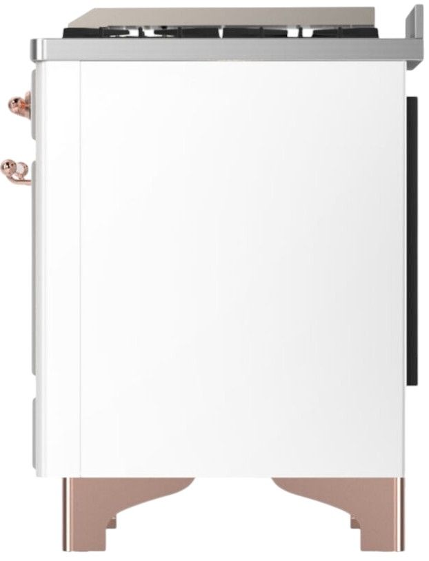 Ilve® Majestic III 60" White Pro Style Dual Fuel Natural Gas Range with French Top and Copper Trim-3
