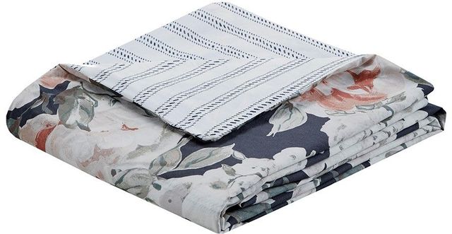 Olliix by Madison Park 3 Piece Dark Blue Full/Queen Mavis Cotton Printed Reversible Duvet Cover Set-2