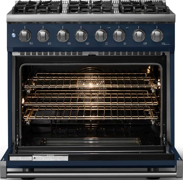 Viking® 5 Series 36" Slate Blue Pro Style Dual Fuel (LP) Range with Polished Chrome Trim-1