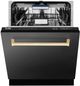 Zline Autograph Edition Tallac Series 24" Black Stainless Steel Top Control Built in Dishwasher with Polished Gold Handle-2