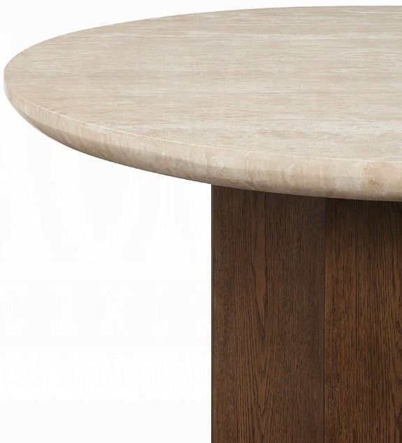 ACME Furniture Leonardo Beige Dining Table with Dark Oak Base-4