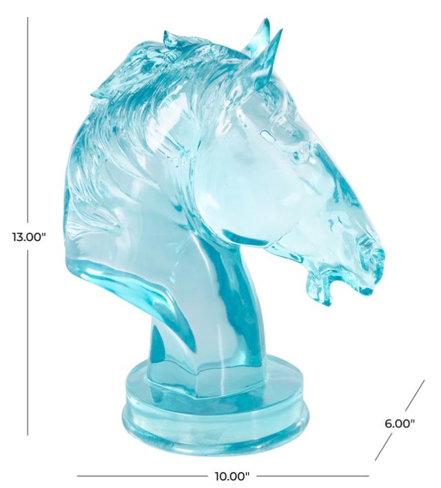 Deco Marche Cosmoliving by Cosmopolitan Light Blue Horse Tinted Decorative Sculpture-3