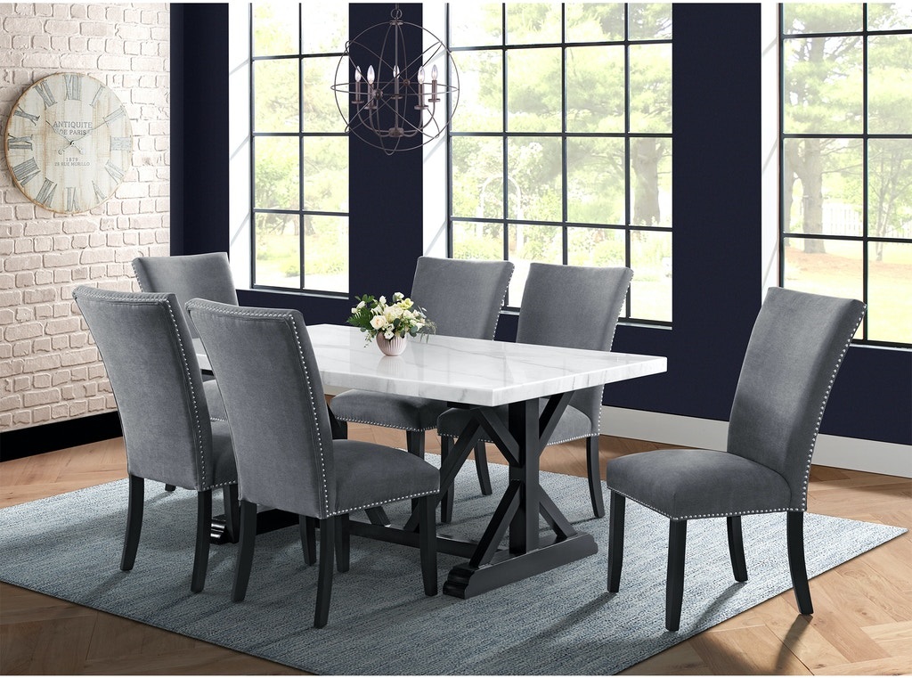 Elements International Tuscany 7-Piece White/Charcoal Dining