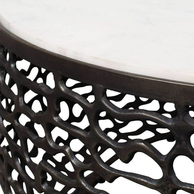 Uttermost® Sabena White Marble Top Indoor-Outdoor Coffee Table with Golden Dark Bronze Aluminum Base-4