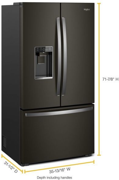 Whirlpool® 36" 23.8 Cu. Ft. Fingerprint Resistant Black Stainless Steel French Door Refrigerator -2