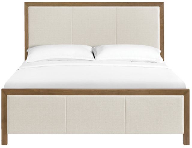 Whittier Wood® Furniture Bailey Nutmeg King Upholstered Panel Bed-2