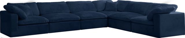 Meridian Furniture Cozy 6-Piece Navy Velvet Cloud Modular Sectional-0