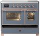 Ilve® Majestic III 40" Blue Gray Pro Style Induction Range with Triple Glass Door and Copper Trim-2