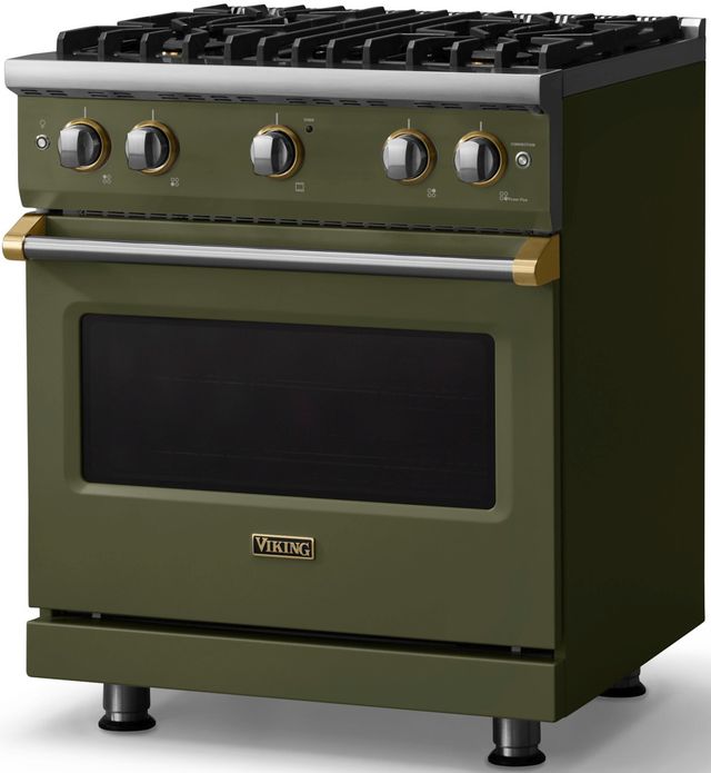 Viking® 5 Series 30" Martini Pro Style Gas (LP) Range with Brushed Brass Trim-2