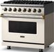 Viking® 5 Series 36" Pure White Pro Style Dual Fuel (NG) Range with Brushed Brass Trim-3