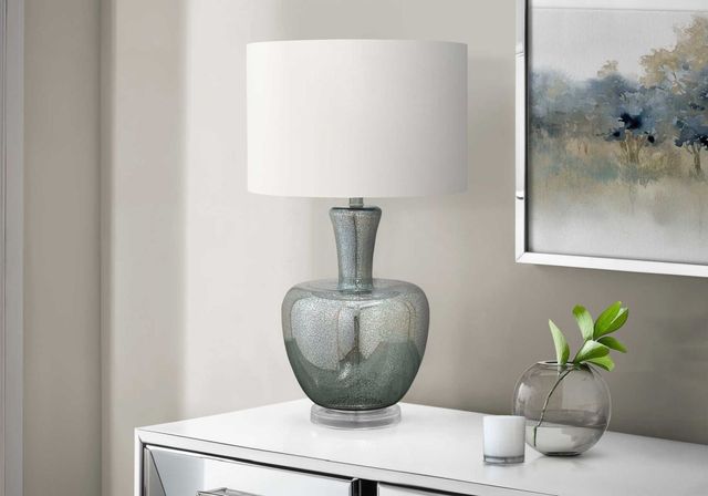 Monarch Specialties Inc. Sea Green Glass Table Lamp with Ivory Shade-2