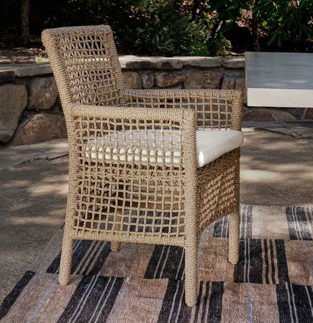 Classic Home Brisbane Natural Rope Outdoor Dining Chair with Cushion-1