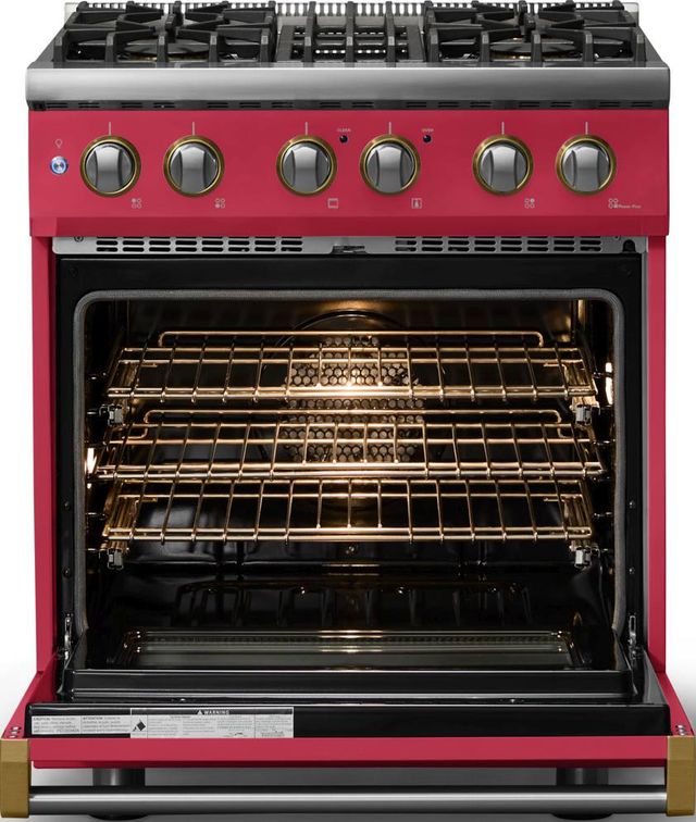 Viking® 5 Series 30" Valentine Pro Style Dual Fuel (NG) Range with Brushed Brass Trim-1