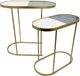 A & B Home Gold Inlay Marble Tabletop Nesting Tables with Emerald Gold Frame -1