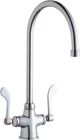 Elkay Chrome Single Hole Concealed Deck Faucet with 8" Gooseneck Spout and 4" Wristblade Handles-0