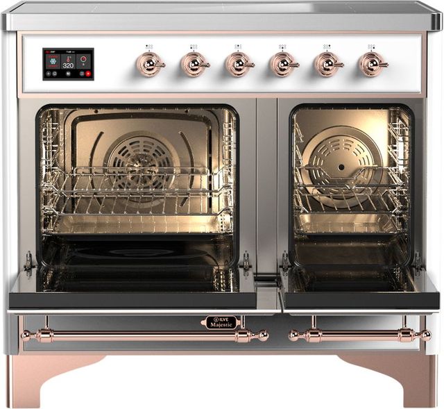 Ilve® Majestic III 40" White Pro Style Induction Range with Triple Glass Door and Copper Trim-1