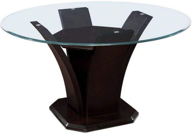 Mazin Furniture Daisy Glass Top Round Dining Table with Espresso Base-1