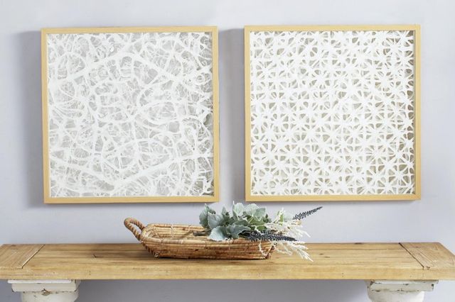 Deco Marche White Geometric Shadow Box Wall Decor-2