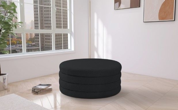 Meridian Furniture Aphia Black Boucle Ottoman/Coffee Table-1