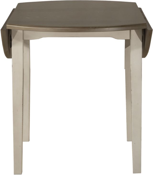 HH2 Home Clarion Sea White Round Drop Leaf 42" Dining Table with Distressed Gray Top-2