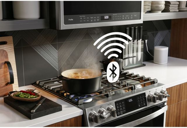 GE Profile™ 30" Fingerprint Resistant Stainless Steel Slide In Gas Range-1