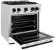 ZLINE Classic Autograph Edition 30" Satin Stainless Steel Pro Style Gas with White Matte Door and Matte Black Accents-3