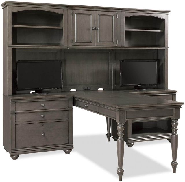 aspenhome® Oxford 6-Piece Peppercorn Modular Desk-0