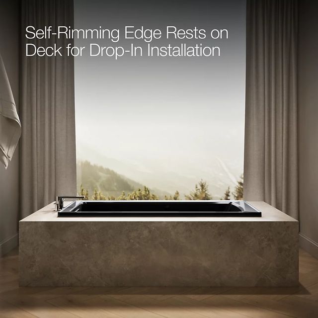 KOHLER® Archer® Black 66" x 32" Drop-In Heated Whirlpool Bath-3