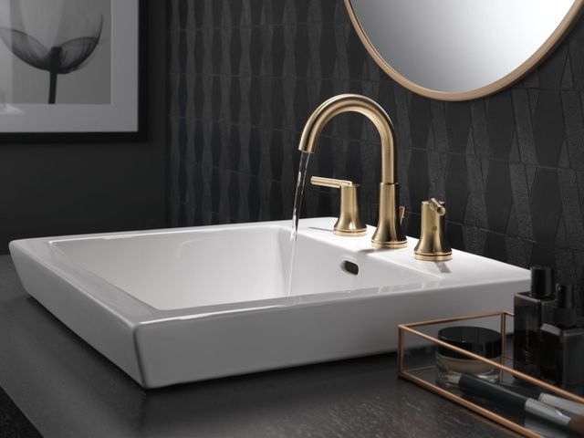 Delta Trinsic® Champagne Bronze 2-Handle Lever Widespread Bathroom Faucet with Pop-Up Drain-4
