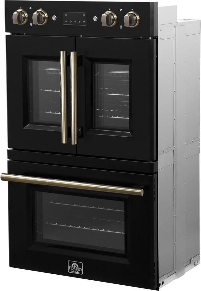 FORNO® Asti Alta Qualitia 30" Black Double Electric Wall Oven-1